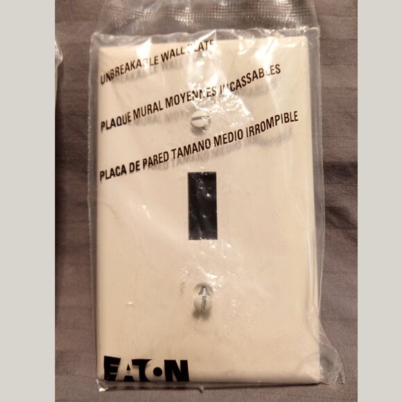 Set of 4: Eaton 1-Gang Midsize Light Almond Indoor Toggle Wall Plates - Picture 9 of 9